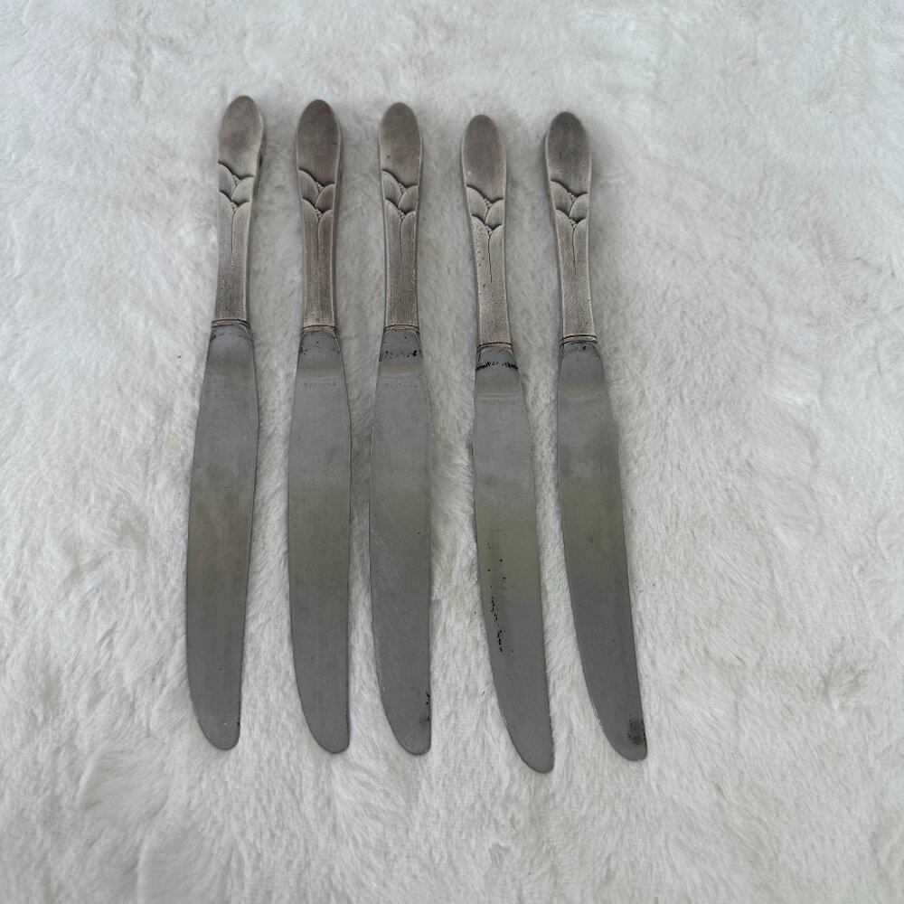 VTG Art Deco Oneida Community Silverplate Lady Hamilton Lot of 5 Table Knives